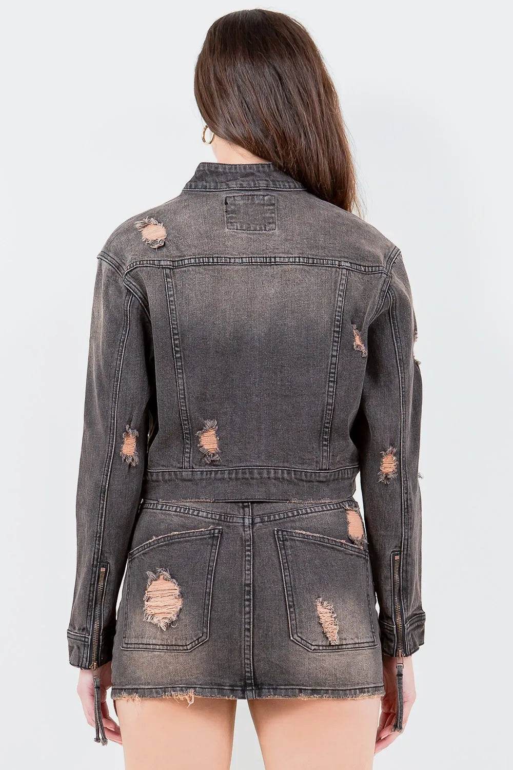 American Bazi Full Size Distressed Star Stud Trim Denim Rider Jacket Plus Size - Shop Style & More | Fresh Looks, Everyday Deals & Free Shipping
