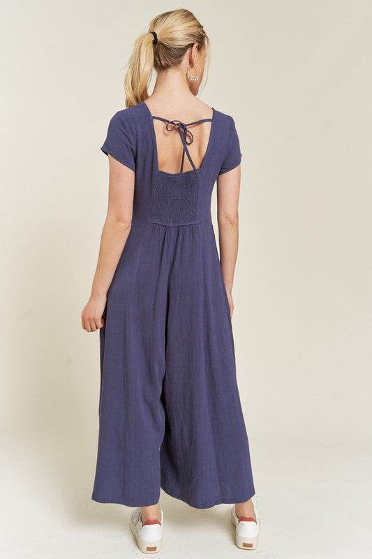 LINEN BUTTON DOWN JUMPSUIT - Shop Style & More | Fresh Looks, Everyday Deals & Free Shipping