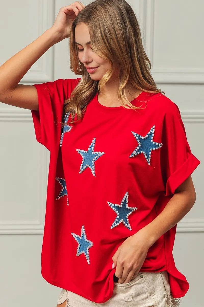 BiBi Fourth Of July Terry T-Shirt - Shop Style & More | Fresh Looks, Everyday Deals & Free Shipping