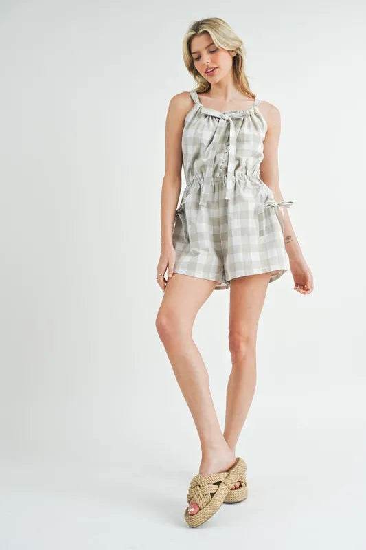 MABLE Plaid Sleeveless Button Down Romper - Shop Style & More | Fresh Looks, Everyday Deals & Free Shipping