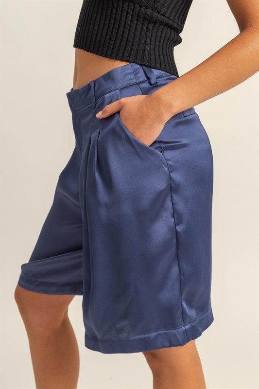 HYFVE High-Waist Pleated Satin Shorts - Shop Style & More | Fresh Looks, Everyday Deals & Free Shipping