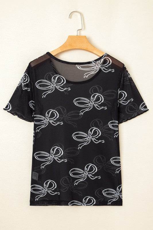 Maddie Bow Mesh Short Sleeve Top - Shop Style & More | Fresh Looks, Everyday Deals & Free Shipping