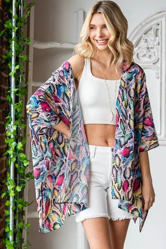 Heimish Full Size Multi Color Snake Open Cardigan Plus Size - Shop Style & More | Fresh Looks, Everyday Deals & Free Shipping