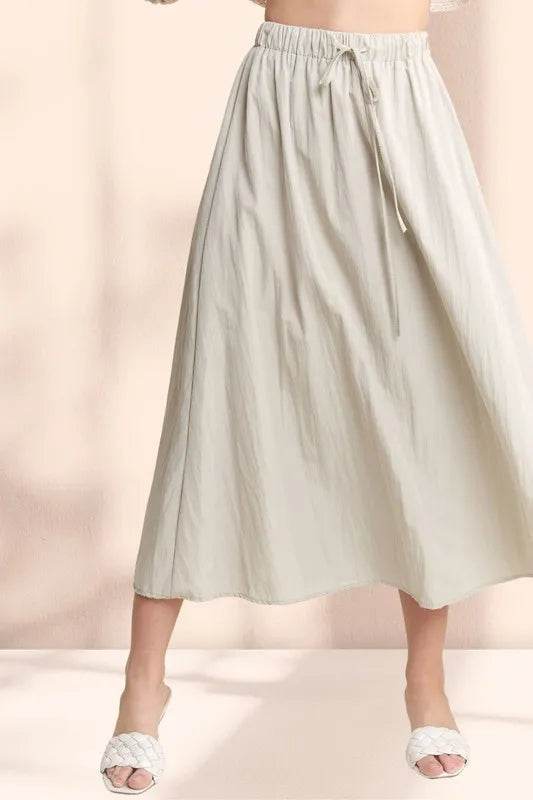 ADORA Drawstring Waist Crinkle Maxi Skirt - Shop Style & More | Fresh Looks, Everyday Deals & Free Shipping