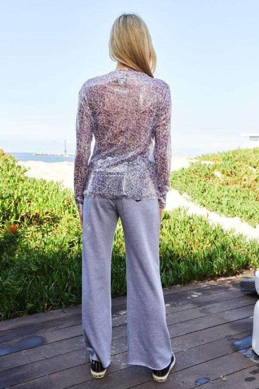 Davi & Dani Sequin Mock Neck Long Sleeve Mesh Top - Shop Style & More | Fresh Looks, Everyday Deals & Free Shipping