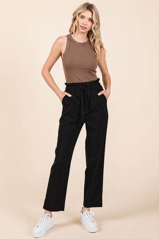 Mittoshop Paperbag Waist Tapered Straight Pants - Shop Style & More | Fresh Looks, Everyday Deals & Free Shipping