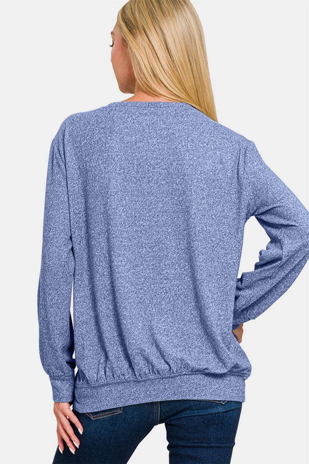 Zenana Full Size Melange Round Neck Top - Shop Style & More | Fresh Looks, Everyday Deals & Free Shipping