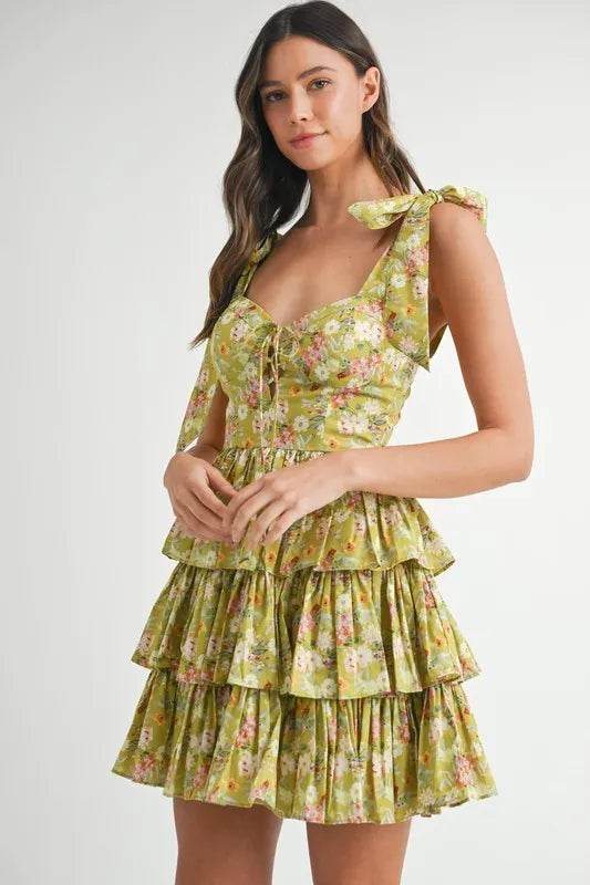 MABLE Floral Print Shoulder Tie Layered Mini Dress - Shop Style & More | Fresh Looks, Everyday Deals & Free Shipping