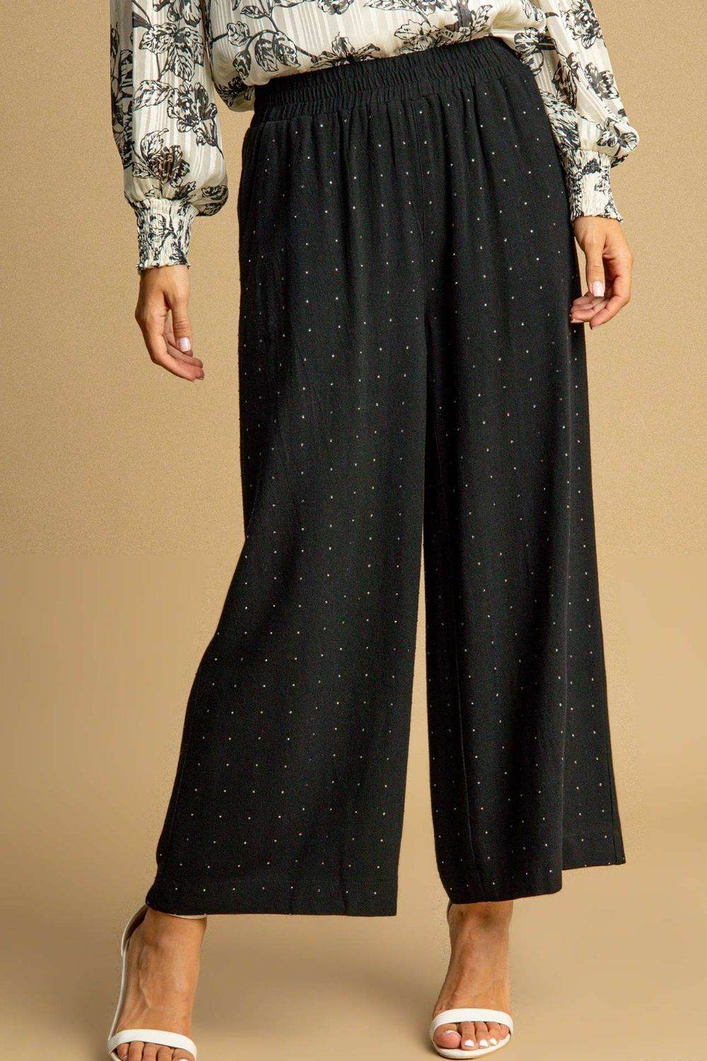 Umgee Full Size High Waisted Embellished Linen Pants Plus Size - Shop Style & More | Fresh Looks, Everyday Deals & Free Shipping