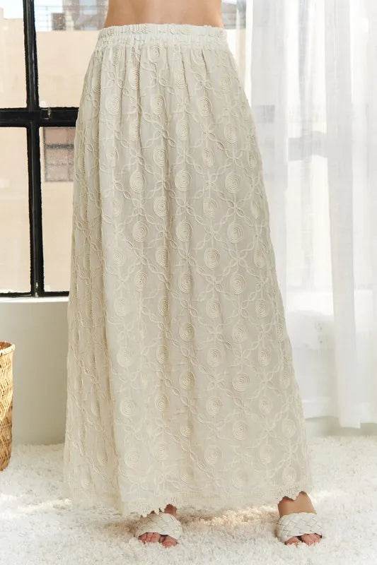 ADORA Elastic Waist Applique Maxi Skirt - Shop Style & More | Fresh Looks, Everyday Deals & Free Shipping
