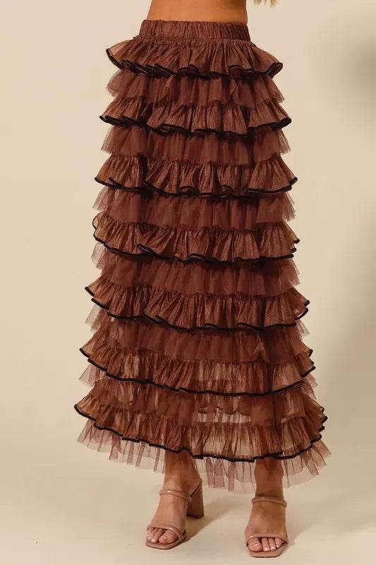 SO ME Layered Ruffled Tulle Maxi Skirt - Shop Style & More | Fresh Looks, Everyday Deals & Free Shipping