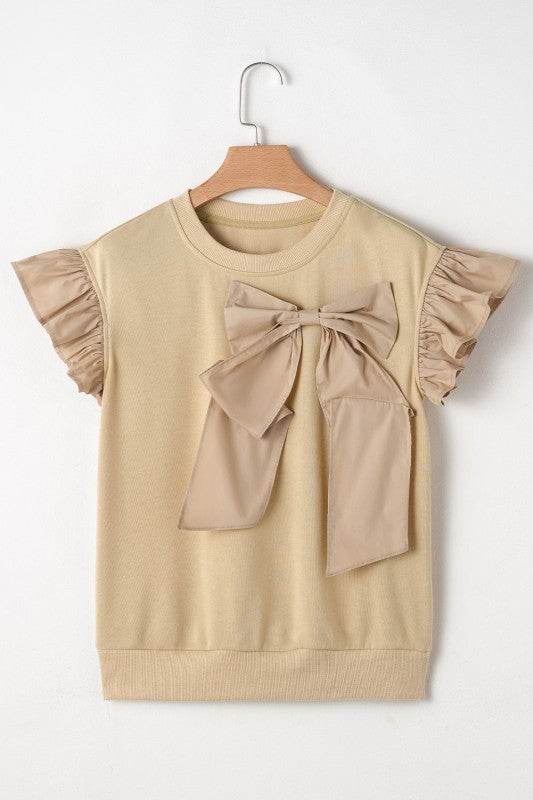 Camilla Two Tone Bow Ruffle Sleeve Top - Shop Style & More | Fresh Looks, Everyday Deals & Free Shipping
