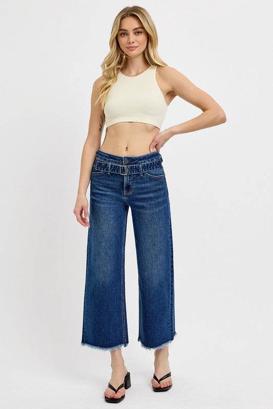 RISEN Raw Hem Wide Leg Attached Buckle Jeans - Shop Style & More | Fresh Looks, Everyday Deals & Free Shipping