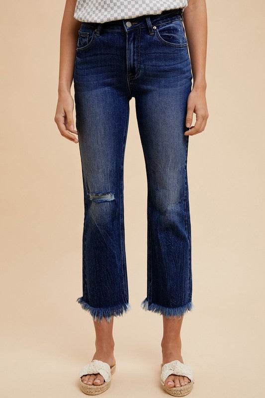 Annie Wear Distressed Raw Hem Straight Leg Cropped Jeans - Shop Style & More | Fresh Looks, Everyday Deals & Free Shipping