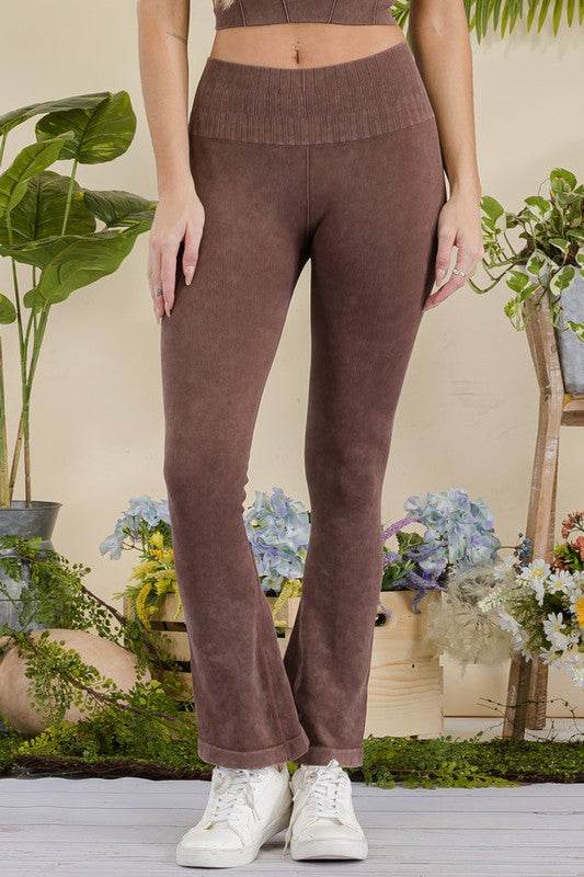 Women's Stone Washed Ribbed Yoga Pants - Shop Style & More | Fresh Looks, Everyday Deals & Free Shipping
