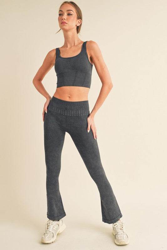 Women's Stone Washed Ribbed Yoga Pants - Shop Style & More | Fresh Looks, Everyday Deals & Free Shipping