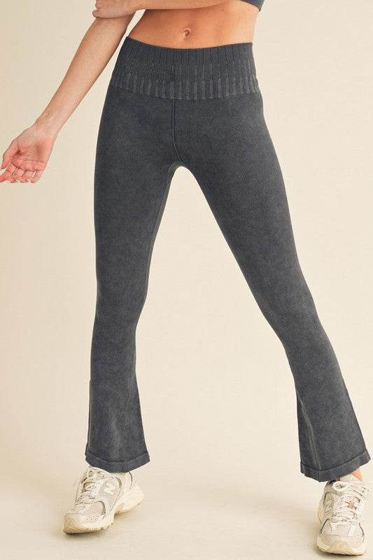Women's Stone Washed Ribbed Yoga Pants - Shop Style & More | Fresh Looks, Everyday Deals & Free Shipping
