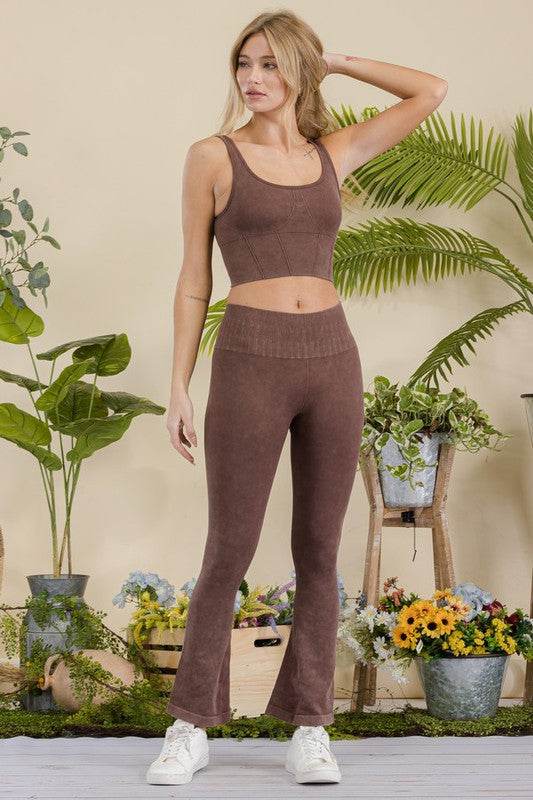Women's Stone Washed Ribbed Yoga Pants - Shop Style & More | Fresh Looks, Everyday Deals & Free Shipping