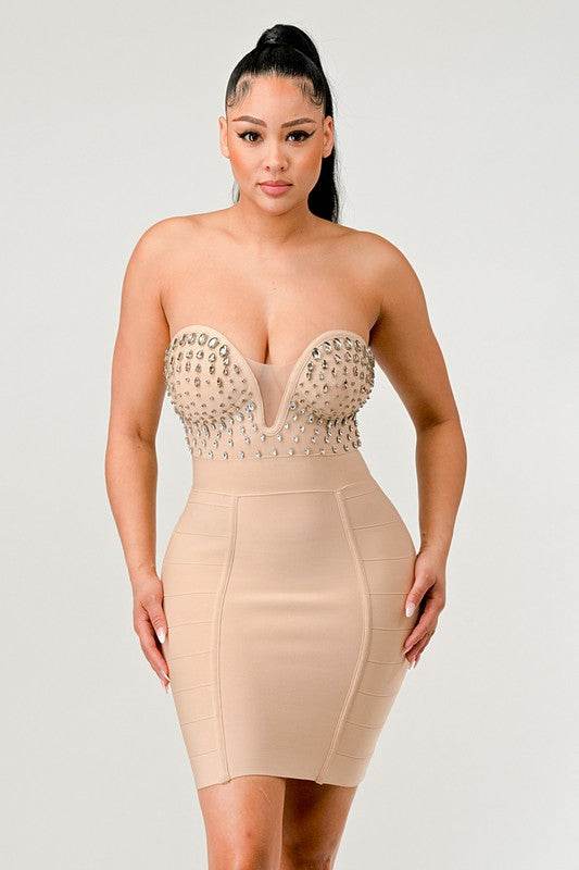 Betting on you casual embellished bandage dress - Shop Style & More | Fresh Looks, Everyday Deals & Free Shipping