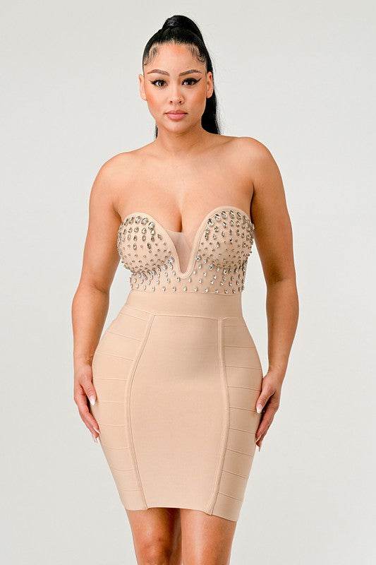 Betting on you casual embellished bandage dress - Shop Style & More | Fresh Looks, Everyday Deals & Free Shipping
