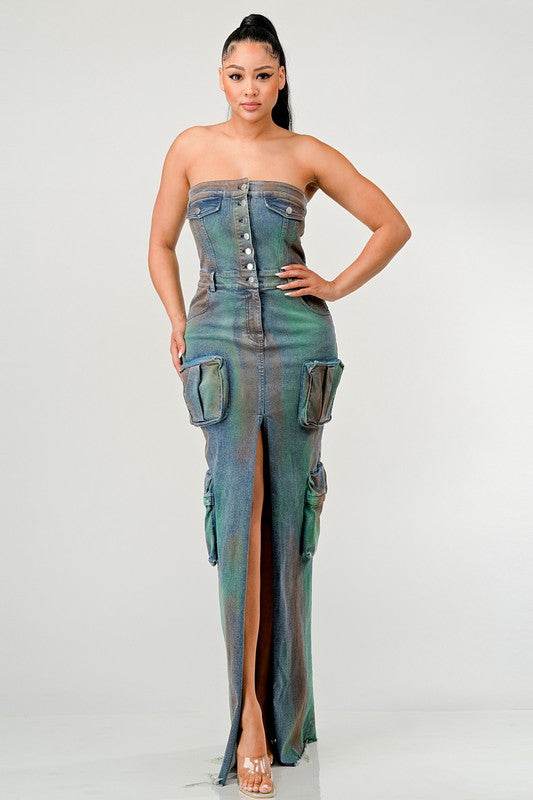 ATHINA VINTAGE HAND WASHED BUTTON UP SLIT DRESS - Shop Style & More | Fresh Looks, Everyday Deals & Free Shipping