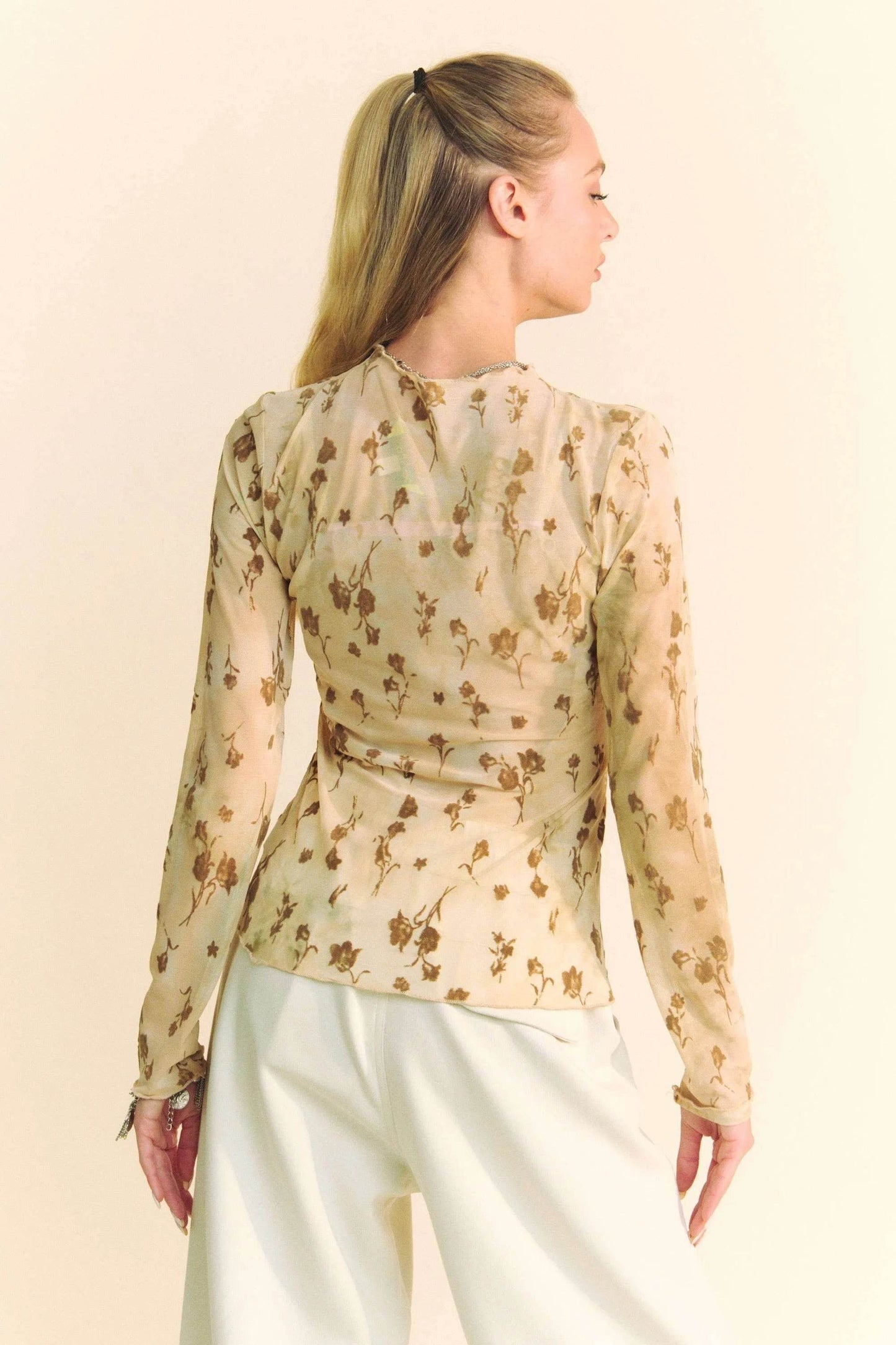 Davi & Dani Floral Mesh Long Sleeve Sheer Layering Top - Shop Style & More | Fresh Looks, Everyday Deals & Free Shipping