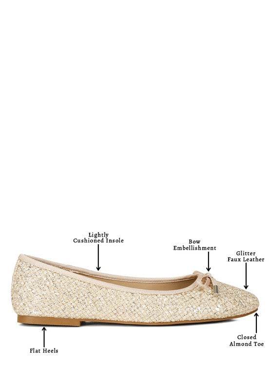 Harriet Glitter Faux Leather Flat Ballerinas - Shop Style & More | Fresh Looks, Everyday Deals & Free Shipping