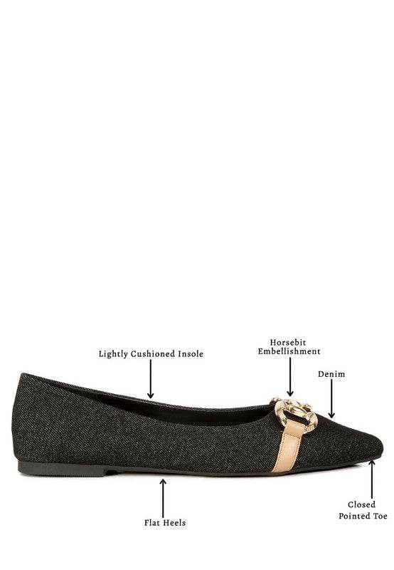 Cressida Denim Horsebit Detail Ballet Flats - Shop Style & More | Fresh Looks, Everyday Deals & Free Shipping