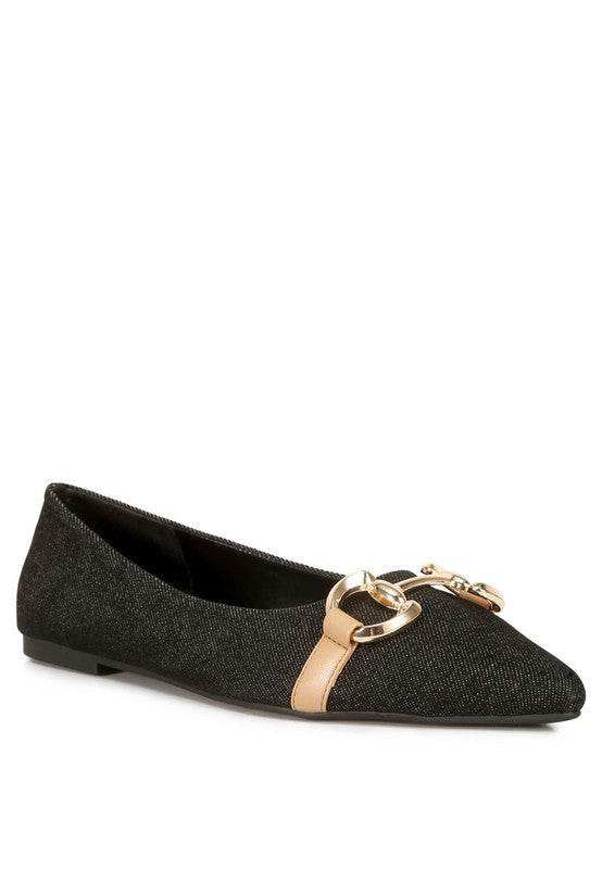 Cressida Denim Horsebit Detail Ballet Flats - Shop Style & More | Fresh Looks, Everyday Deals & Free Shipping
