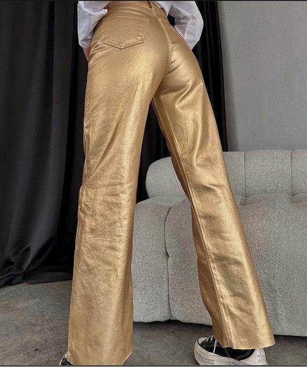 Metallic flare leg pants - Shop Style & More | Fresh Looks, Everyday Deals & Free Shipping