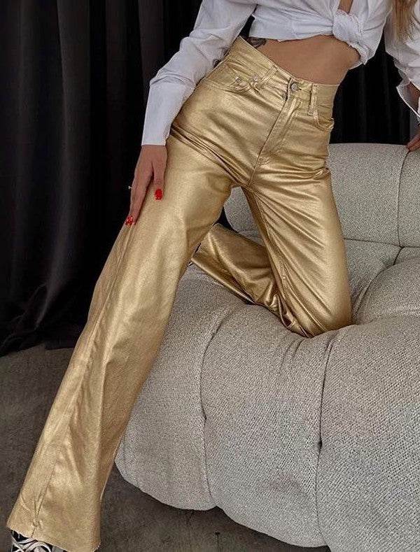 Metallic flare leg pants - Shop Style & More | Fresh Looks, Everyday Deals & Free Shipping