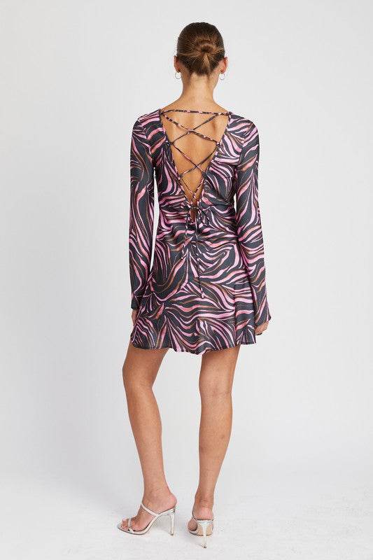 ZEBRA PRINT MINI DRESS WITH LACED UP BACK - Shop Style & More | Fresh Looks, Everyday Deals & Free Shipping