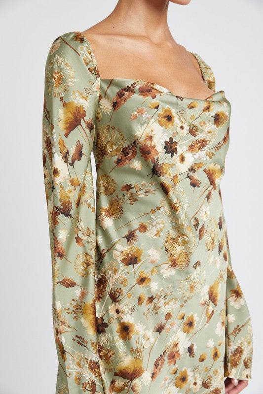 FLORAL LONG SLEEVE MINI DRESS WITH OPEN BACK - Shop Style & More | Fresh Looks, Everyday Deals & Free Shipping