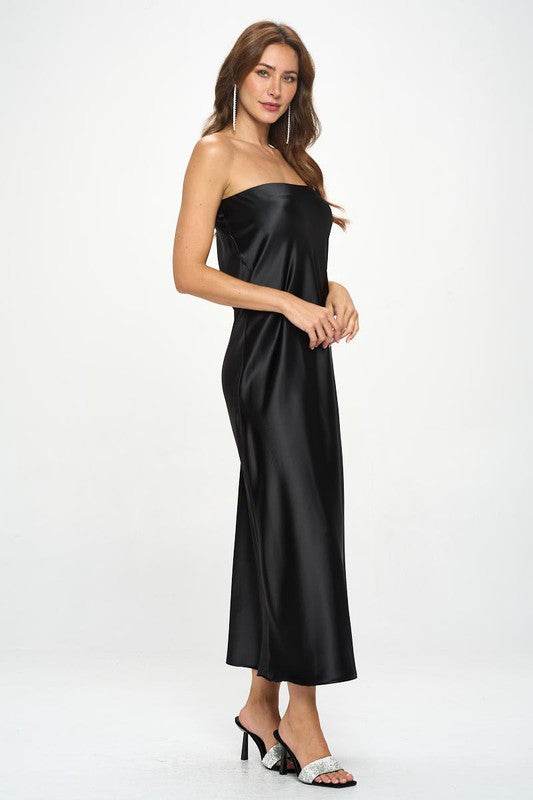 Made in USA Silky Satin Tube Draped Dress. - Shop Style & More | Fresh Looks, Everyday Deals & Free Shipping