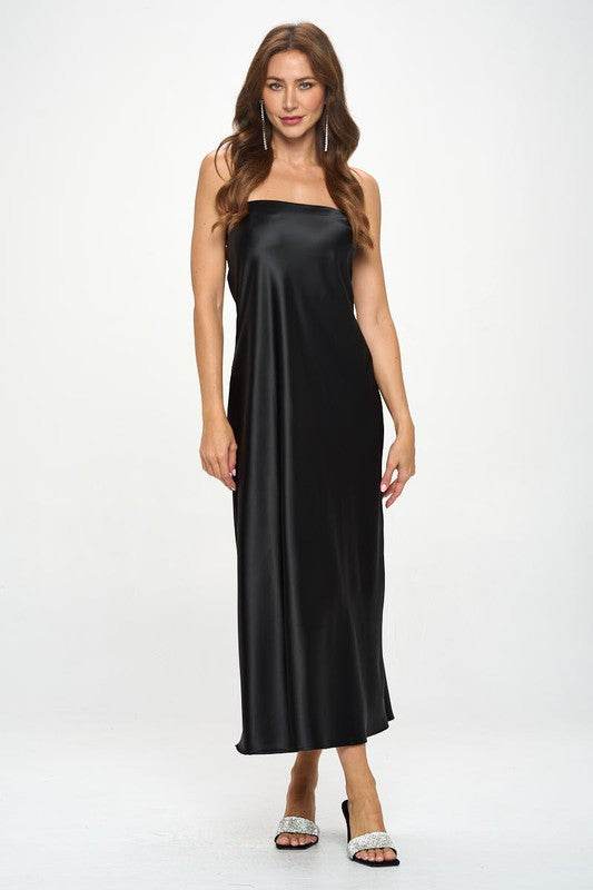 Made in USA Silky Satin Tube Draped Dress. - Shop Style & More | Fresh Looks, Everyday Deals & Free Shipping