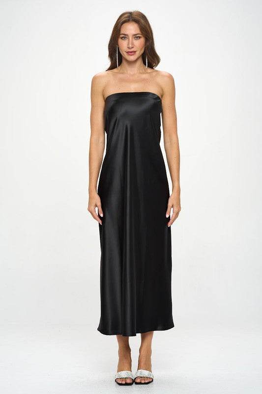 Made in USA Silky Satin Tube Draped Dress. - Shop Style & More | Fresh Looks, Everyday Deals & Free Shipping