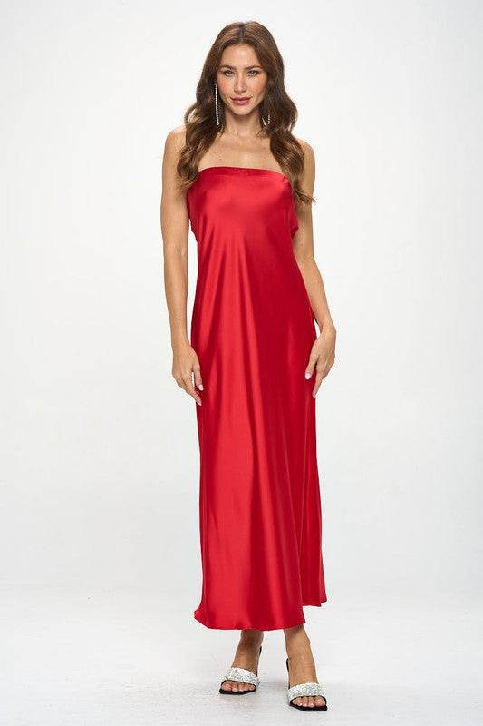 Made in USA Silky Satin Tube Draped Dress - Shop Style & More | Fresh Looks, Everyday Deals & Free Shipping