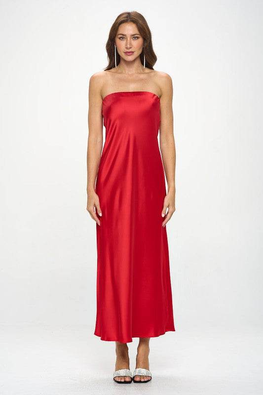 Made in USA Silky Satin Tube Draped Dress - Shop Style & More | Fresh Looks, Everyday Deals & Free Shipping