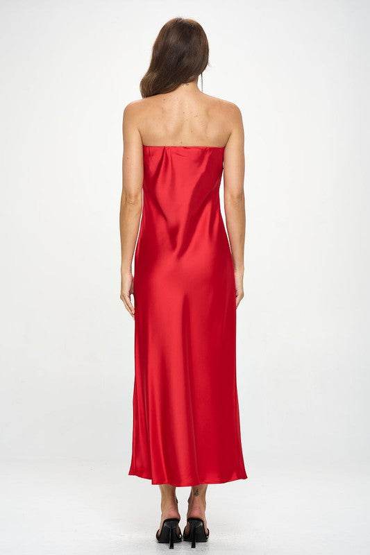 Made in USA Silky Satin Tube Draped Dress - Shop Style & More | Fresh Looks, Everyday Deals & Free Shipping