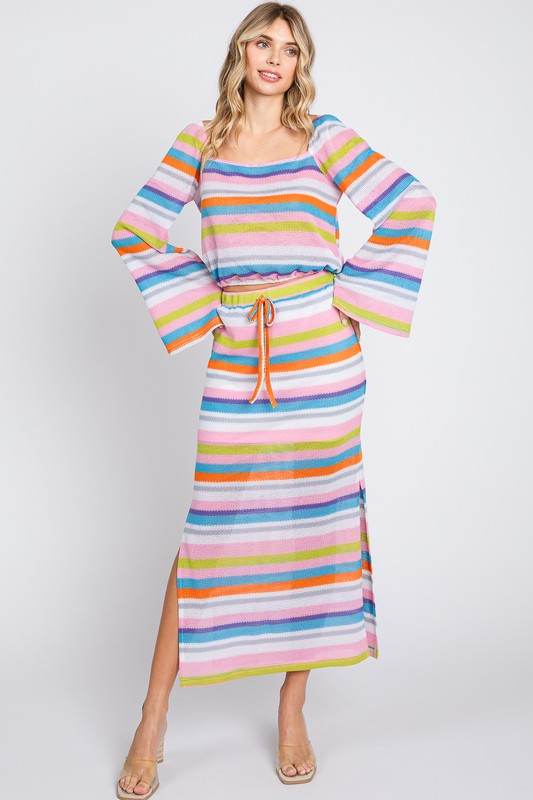 Multi-Color Stripe Maxi Skirt - Shop Style & More | Fresh Looks, Everyday Deals & Free Shipping
