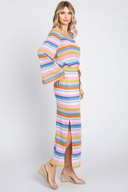Multi-Color Stripe Maxi Skirt - Shop Style & More | Fresh Looks, Everyday Deals & Free Shipping