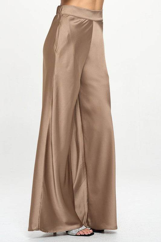 Stretch Satin Pants w/ Elastic Waist and Pockets. - Shop Style & More | Fresh Looks, Everyday Deals & Free Shipping