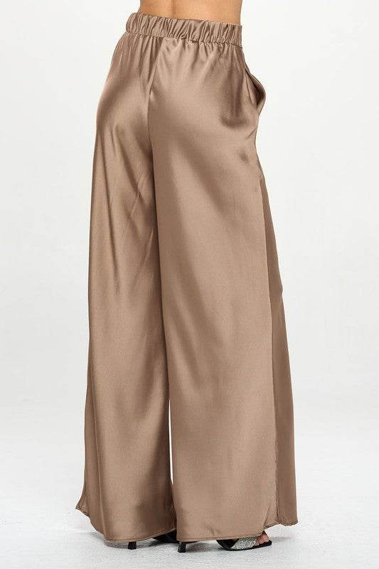 Stretch Satin Pants w/ Elastic Waist and Pockets. - Shop Style & More | Fresh Looks, Everyday Deals & Free Shipping