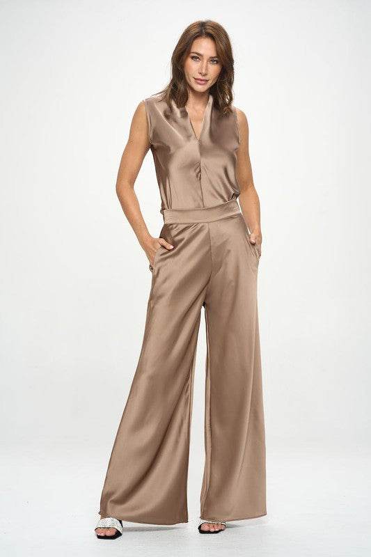 Stretch Satin Pants w/ Elastic Waist and Pockets. - Shop Style & More | Fresh Looks, Everyday Deals & Free Shipping