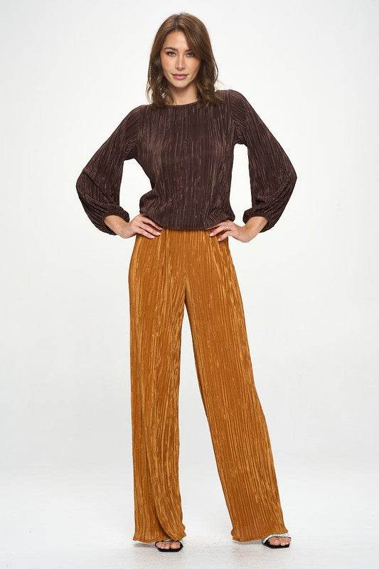 Made in USA Vibrant Plisse Lined Straight Pants - Shop Style & More | Fresh Looks, Everyday Deals & Free Shipping