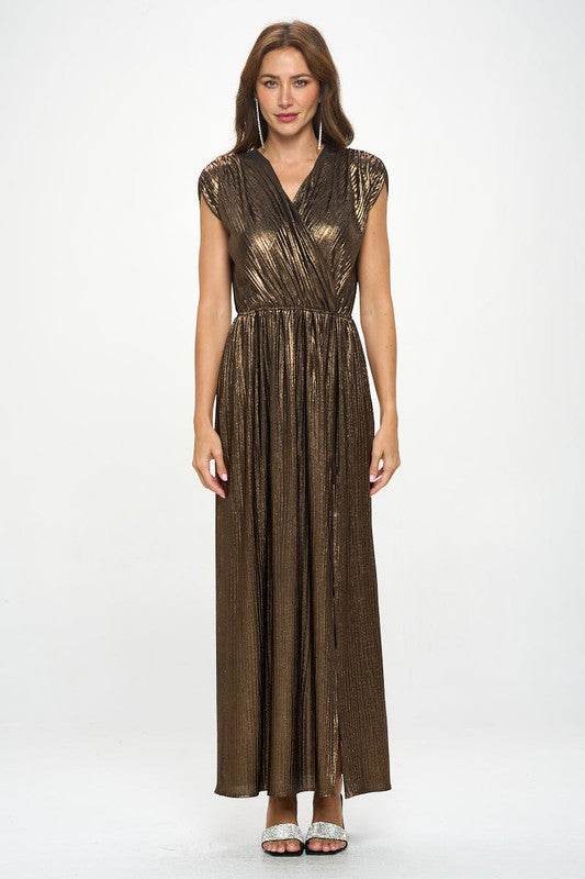 Made in USA Sleeveless Metallic Maxi Dress - Shop Style & More | Fresh Looks, Everyday Deals & Free Shipping