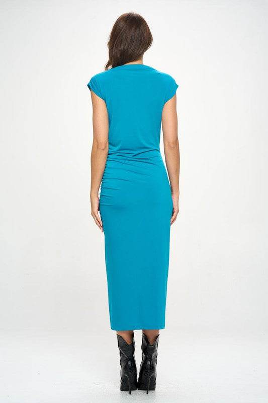 Made in USA Sleeveless Ruched Dress with Slit - Shop Style & More | Fresh Looks, Everyday Deals & Free Shipping