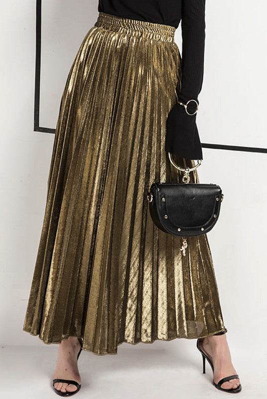 Metallic Pleated Maxi Skirt - Shop Style & More | Fresh Looks, Everyday Deals & Free Shipping