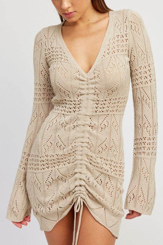 RUCHED CROCHET MINI DRESS - Shop Style & More | Fresh Looks, Everyday Deals & Free Shipping