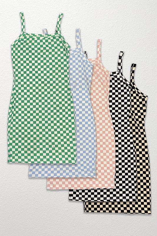Checkered rib knit tank top dress - Shop Style & More | Fresh Looks, Everyday Deals & Free Shipping